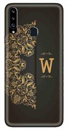 Amazon Brand - Solimo Designer Black Pattern Alphabet-W 3D Printed Hard Back Case Mobile Cover for Samsung Galaxy A20s