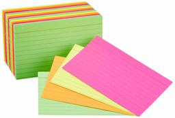 AmazonBasics Ruled Index Cards, Assorted Neon, 3x5-Inch, 300-Count (Renewed)