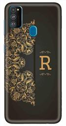 Amazon Brand - Solimo Designer Black Pattern Alphabet-R 3D Printed Hard Back Case Mobile Cover for Samsung Galaxy M21 / M30s