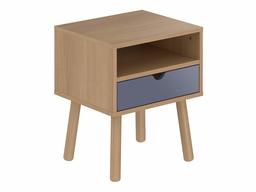 AmazonBasics - 1-Drawer 1-Shelf Bedside Table, 45 x 38 x 53 cm, Beige with Grey Drawer