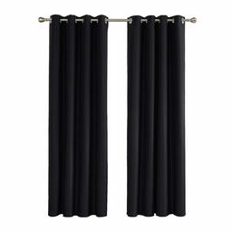 UMI by Amazon Cortinas Opacas con Aislamiento Térmico para Dormitorio con Ojales 2 Paneles Negro