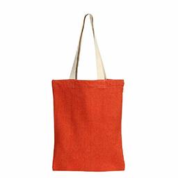 EONO Tote Bags Reusable Shopping Bag Eco-Friendly Recycled Cotton Fabric Handbag Grocery Shoulder Plain Canvas Tote Bags for Women, Men, Girls - Orange | 0413