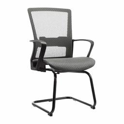 AmazonBasics Mid-Back Guest/Reception Chair, with Contoured Mesh Seat – Grey (Renewed)