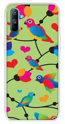 Amazon Brand - Solimo Designer Multicolor Flycatchers Birds Green Patterns Design Printed Soft Back Case Mobile Cover for Realme C3