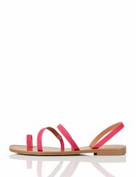 Marca Amazon - find. Flat Gladiator Sandalias de Gladiador, Pink (Hot Pink), 40 EU