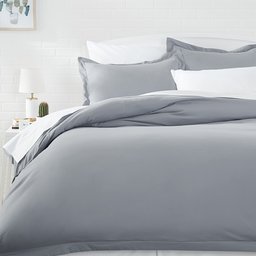 AmazonBasics Light-Weight Microfiber Duvet Cover Set with Snap Buttons - Twin/Twin XL, Dark Grey