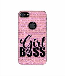 Amazon Brand - Solimo Designer Girl Boss On Pink Sparkle 3D Printed Hard Back Case Mobile Cover for Apple iPhone 7 (with Logo Cut)