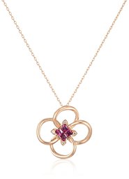 [An AJC Collection] an AJC Collection July birthstone ruby K10 Pink Gold Flower Motif Necklace 0451 – 7671 – 0018 – 0000 