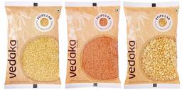 Amazon Brand – Vedaka Combo Pack of 3 (Moong dal, 1kg + Red masoor Split, 1kg + Chana dal, 1kg)