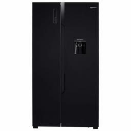 AmazonBasics 564 L Frost Free Side-by-Side Refrigerator with Water Dispenser (Black Glass Door)