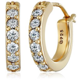 Amazon CollectionYellow-Gold-Plated Sterling Silver Swarovski Zirconia 1/2-Inch Round Hoop Earrings