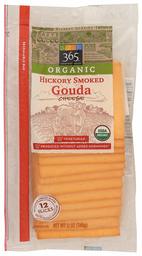 365 Everyday Value, Organic Hickory Smoked Gouda Cheese, Slices, 12 oz