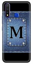 Amazon Brand - Solimo Designer Button Jeans Alphabet-M 3D Printed Hard Back Case Mobile Cover for Vivo Y19 / Vivo U20