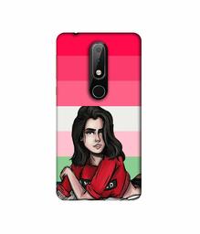 Amazon Brand - Solimo Designer Lady Vector with Line 3D Printed Hard Back Case Mobile Cover for Nokia 6.1 Plus