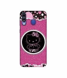 Amazon Brand - Solimo Designer Kitty with Glitter 3D Printed Hard Back Case Mobile Cover for Samsung Galaxy M21