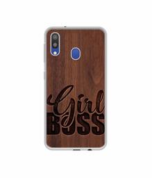 Amazon Brand - Solimo Designer Girl Boss On Wood UV Printed Soft Back Case Mobile Cover for Samsung Galaxy M20