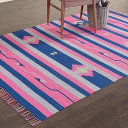 Amazon Brand – Rivet Modern Medallion Area Rug, 7 x 5 Foot, Fringed, Pink, Blue