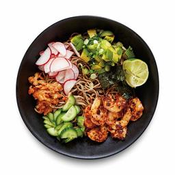 Amazon Meal Kits, Chilled Sesame Soba Noodles with Togarashi Shrimp, Kimchi & Cucumber, Serves 2