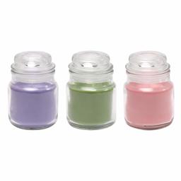 Amazon Brand - Solimo 3 Oz Jar Candles, Pack of 3 (Scented - Lavender, Lemon Grass & Rose)