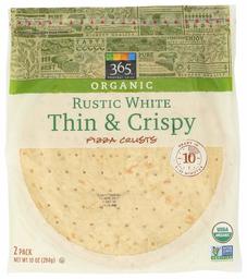 365 by Whole Foods Market, Organic Pizza Crusts, Thin & Crispy - Rustic White (2 Pack), 10 Ounce