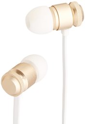 Amazonbasics In-ear headphones with flat cables and universal mic (Gold)