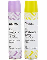 Amazon Brand - Solimo Home Air Freshener Spray - Fresh Citrus (300ml) & Lavender Mist (300ml)