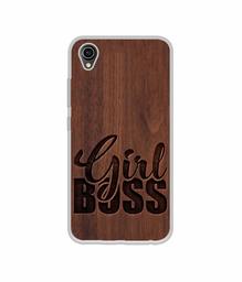 Amazon Brand - Solimo Designer Girl Boss On Wood UV Printed Soft Back Case Mobile Cover for Vivo Y90