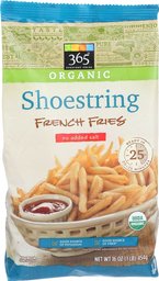 365 Everyday Value, Organic Shoestring French Fries, No Added Salt, 16 oz, (Frozen)