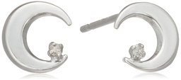 [An AJC Collection] an AJC Collection Diamond K10 White Gold Moon Motif Earrings 0212 – 2219 – 0010 – 0000 