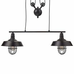 Amazon Brand – Stone & Beam Industrial Farmhouse Double Pendant Ceiling Chandelier with Pulley, Light Bulbs Included, Adjustable 40