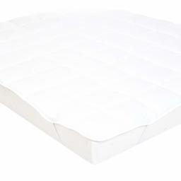 AmazonBasics Soft Mattress Topper with Microfiber-Polyester Filling and Straps, 180 x 200 cm, White