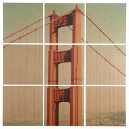 Amazon Brand – Rivet 9-Piece Golden Gate Bridge Mural Wall Art on Wood, 60