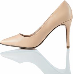 Marque Amazon - find. Point High Heel Leather Court, Escarpins à Talons Hautes, En Cuir, Femme, Beige (Beige Beige), 41 EU