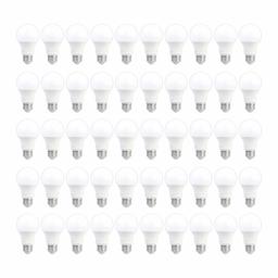 AmazonCommercial - foco LED equivalente a 60 W, 25000 horas, regulable, 800 lúmenes, compatible con Energy Star y CEC (California), base E26, A19 LED, paquete de 50, color blanco suave