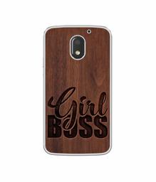 Amazon Brand - Solimo Designer Girl Boss On Wood UV Printed Soft Back Case Mobile Cover for Motorola Moto E3 Power