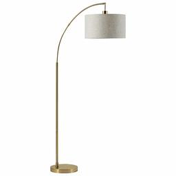 Rivet Modern Arc Floor Lamp with Bulb and Fabric Shade, 69