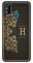 Amazon Brand - Solimo Designer Black Pattern Alphabet-H 3D Printed Hard Back Case Mobile Cover for Samsung Galaxy M21 / M30s