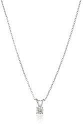 Amazon Collection14k White Gold Round-Cut Diamond Solitaire Pendant Necklace (1/4 cttw, K-L Color, I1-I2 Clarity), 18