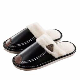 ZKHOECR Slipper Shoes for Women Cotton Ladies Cute Bedroom Indoor Winter Soft Comfy Fluffy Fur Lined Slippers Christmas House Anti-Skidding Contrast Color Shoes Black and Brown Size 7.5-8.5/Men 6.5-7