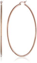 Amazon Essentials Rose Gold Plated Stainless Steel Rounded Tube Hoop Earrings (40mm)