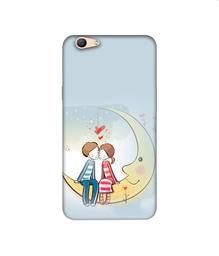 Amazon Brand - Solimo Designer Couple Sitting On Moon 3D Printed Hard Back Case Mobile Cover for Oppo F1s