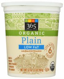 365 Everyday Value, Organic Low Fat Yogurt, Plain, 32 oz