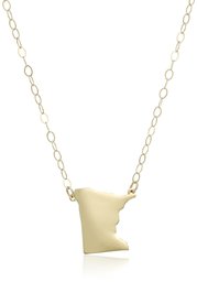 10k Yellow Gold Minnesota State Pendant Necklace, 16