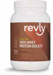 Amazon Brand - Revly 100% Grass-Fed Whey Protein Isolate Powder, Chocolate, 2.11 lbs, 30 Servings, Gluten Free, Non-GMO, No added rbgh/rbst‡