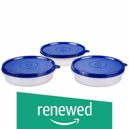 (Renewed) Amazon Brand - Solimo Plastic Lunch Box Set, 190 ml, Set of 3, Blue