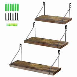 UMI. Essentials Rustic Floating Shelf Metal Wire Wall Mounted Storage Shelves for Living Room Kitchen Office, 3 Pack