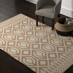 Amazon Brand – Rivet Modern Lattice-Patterned Rug, 5' x 8', Beige and Cream