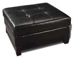 Strathwood Brooklyn Leather Ottoman, Black