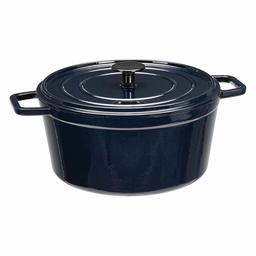 AmazonBasics Cocotte en fonte émaillée de haute qualité 4,7 L - Bleu (Deep Blue)