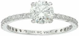 Women's IGI Certified Lab Grown Diamond Solitaire Plus Engagement Ring 14k White Gold(1.0 CT.TW, I-J Color, SI1-SI2 Clarity), One Size